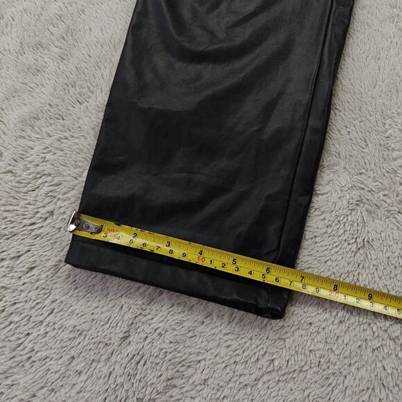 PrettyLittleThing Faux Leather Pants Women's 4 US Black High Waist Straight Leg - Picture 10 of 10